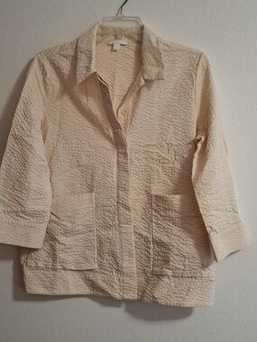 COS Women's Peach Textured Shirt Jacket With Pockets Size 36- Medium